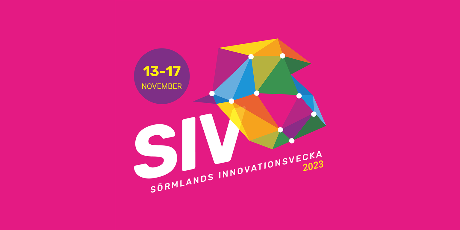 En rosa bild med texten: SIV -Sörmlands Innovationsvecka år 2023