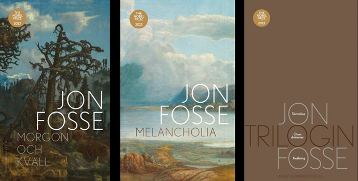 bildmontage med tre stycken bokomslag till Jon Fosses böcker